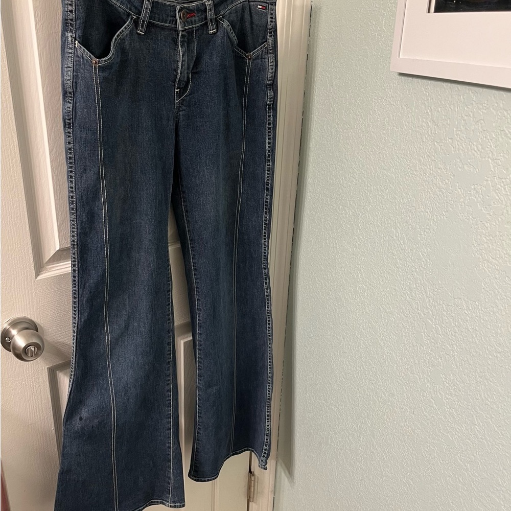 Y2K Vintage Tommy Hilfiger Size 7 Medium Wash Flare Jeans